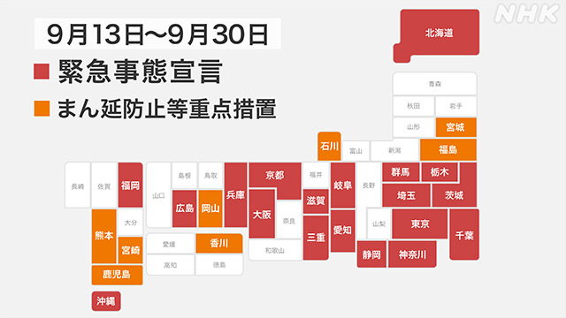 緊急事態宣言収束へ