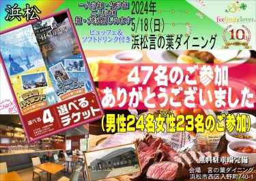 浜松の婚活パーティーは47名のご参加ありがとうございました